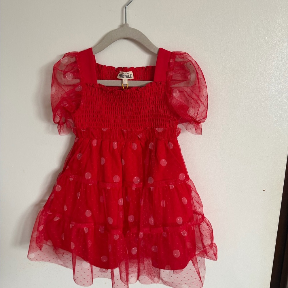 Red Polka Dot Kids Casual Dress
